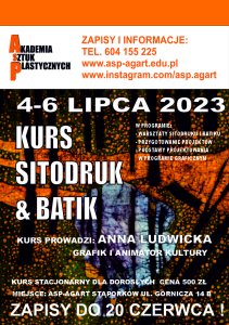 Kurs Sitodruk & Batik 4-6.07. 2023