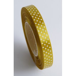 Wstążka satynowa kropki 12 mm / 25 Y  złoty