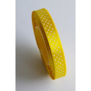 Wstążka satynowa kropki 12 mm / 25 Y żółta