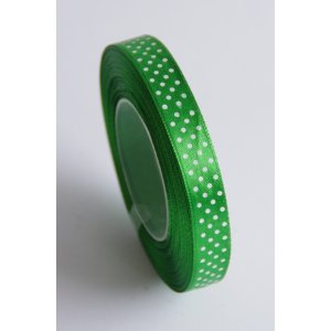 Wstążka satynowa kropki 12 mm / 25 Y zielony