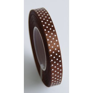 Wstążka satynowa kropki 12 mm / 25 Y brązowy