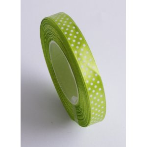 Wstążka satynowa kropki 12 mm / 25 Y zielony jasny