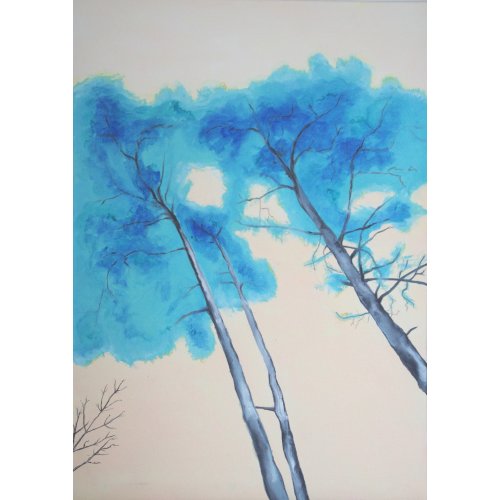 Błękitne drzewa - akryl na płótnie 50 x 70 cm 