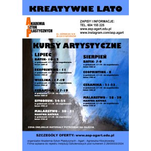 Kreatywne Lato 2024 - kursy dla młodzieży i dorosłych