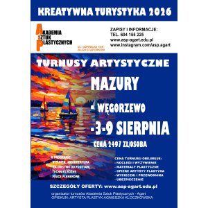 Mazury 3-9 sierpnia Kreatywna Turystyka 2026 - turnusy dla dorosłych